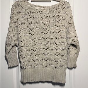 LOFT Beige Open-Knit Sweater